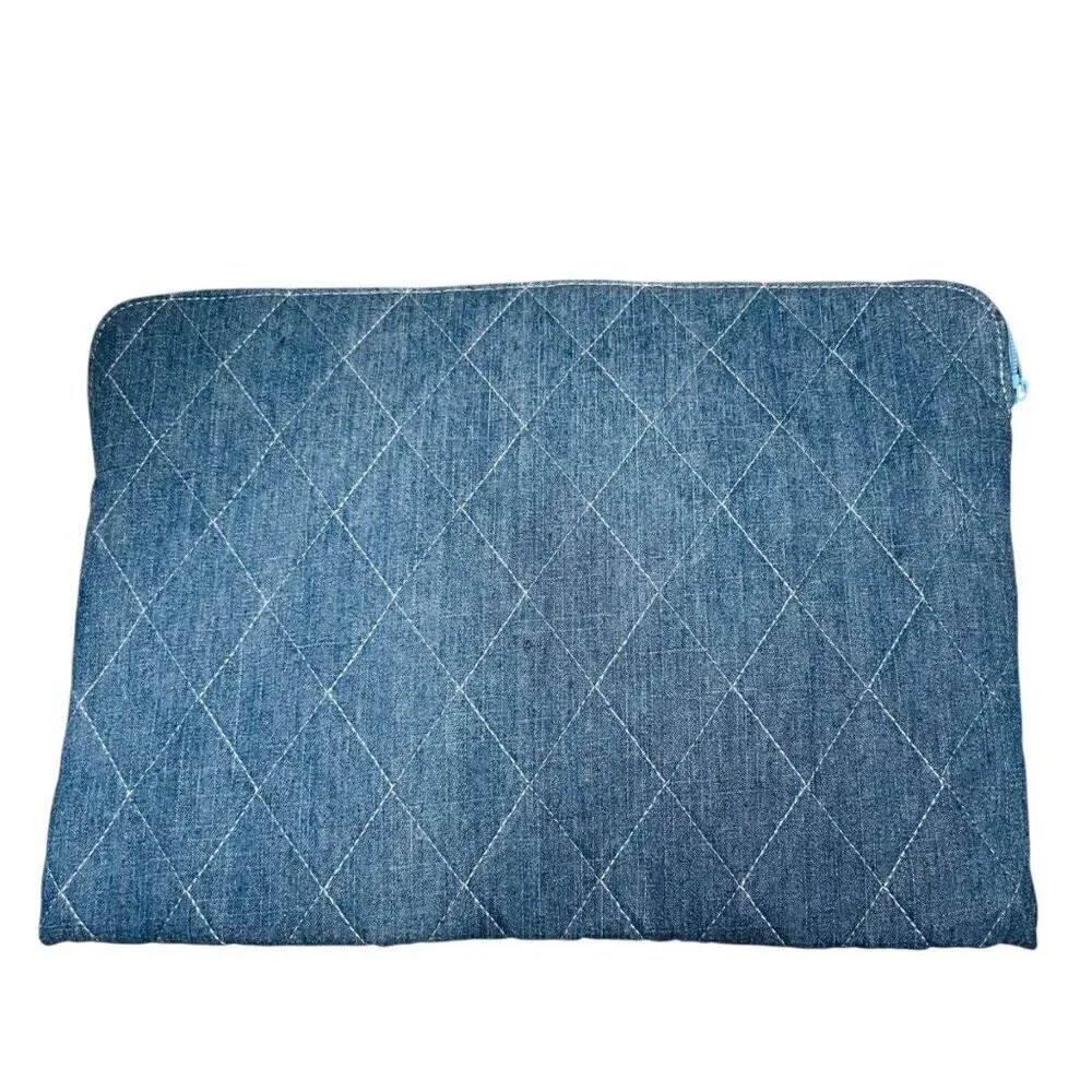 American Eagle Quilted Laptop Sleeve Sherpa Denim Bag Technology Zip Cabincore